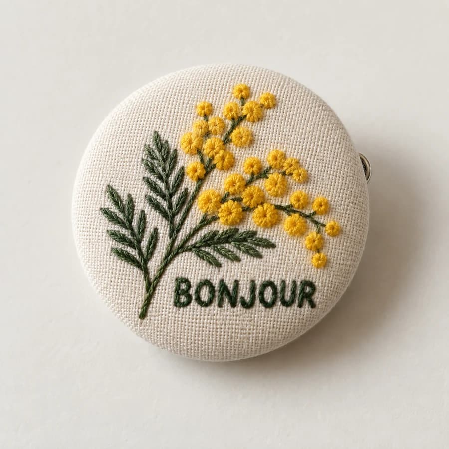 Embroidery button pin